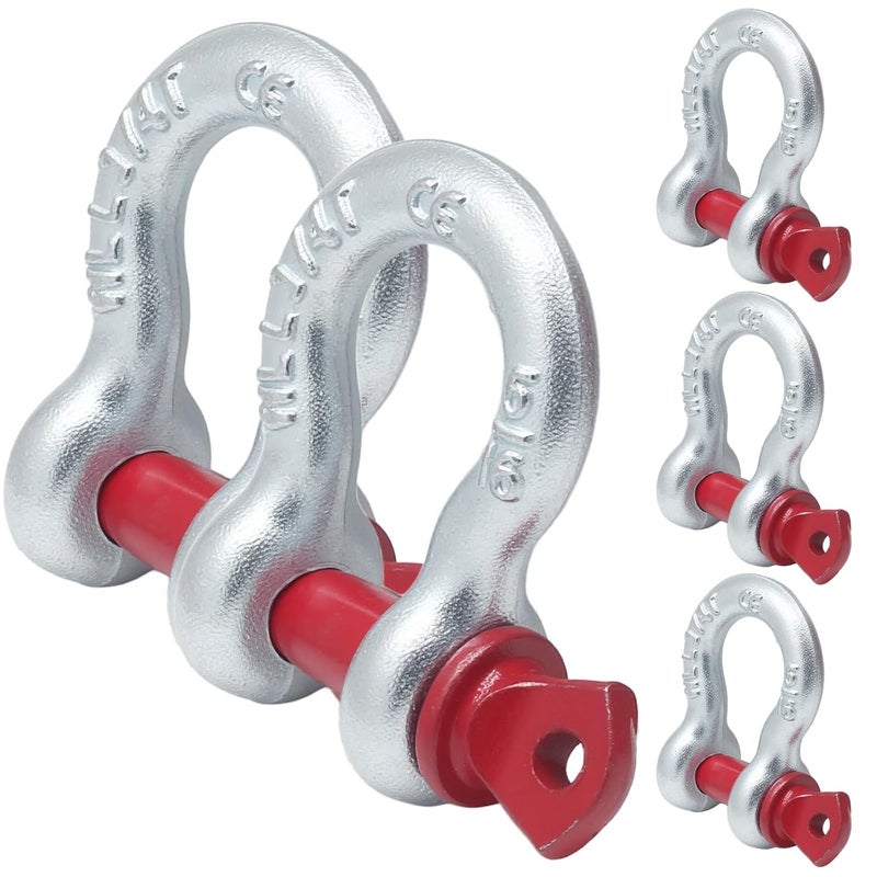 vibedor 5 قطع حلقات تثبيت دائرية ثقيلة، دبوس برغي حلقة مجلفنة 5/16"، 750 كجم (1605 رطل) لحلقة سحب/ونش/سلك سحب/استعادة المركبات - Image 1